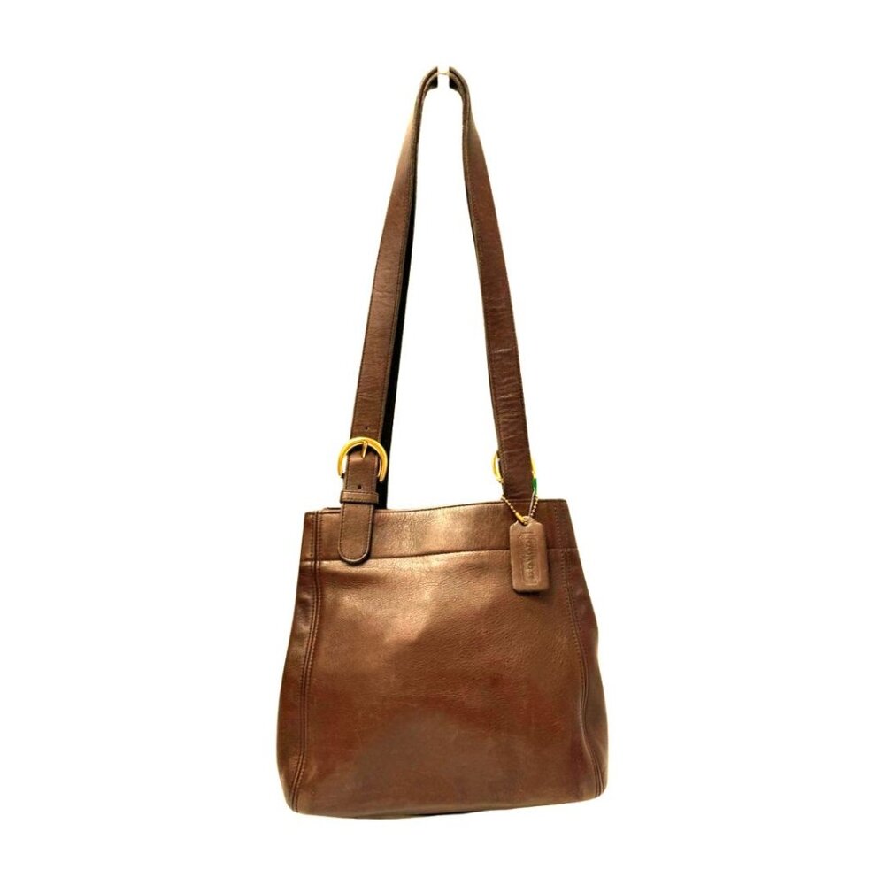 Coach 2 Shoulder Straps & Buckle Magnetic Close Purse Brown